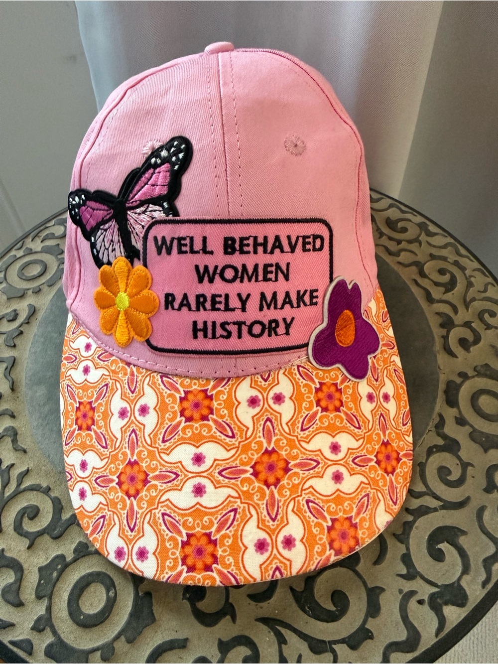 Well Behaved Women Pink Baseball Cap Adjustable Velcro Back